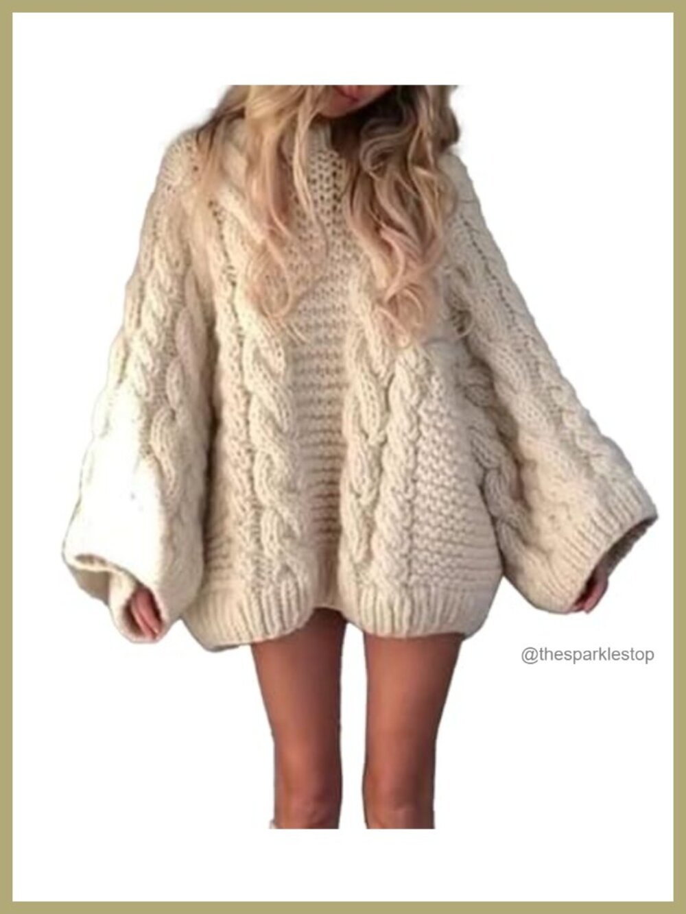 Oversized Chunky Cable Knit Sweater Crewneck Long Sleeve Pullover